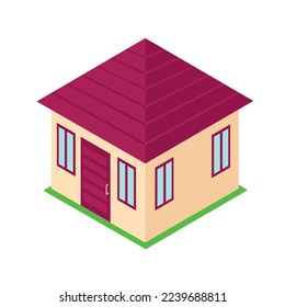 Small isometric house on a white background.Real estate sale and rent. Colorful image of a private house.