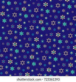 small jewish stars background pattern on blue