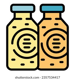 Small juice bottle icon outline vector. Carrot diet. Drink fruit color flat