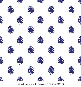 Small jungle leaves silhouette seamless pattern