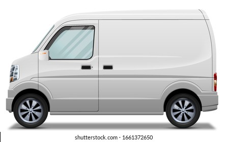 Small Kei car van. Transport cargo vehicle illustration