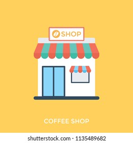 
A small kiosk with the coffee symbol symbolizing coffee shop
