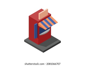 Small kiosk in isometric view. Simple flat illustration.