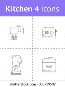 Small kitchen appliances. Vector set of 4 outline icons