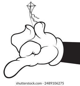 A small kite in a big hand. Vector illustration