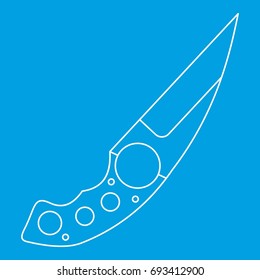 Small knife icon blue outline style isolated vector illustration. Thin line sign