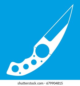 Small knife icon white isolated on blue background vector illustration