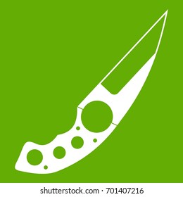 Small knife icon white isolated on green background. Vector illustration