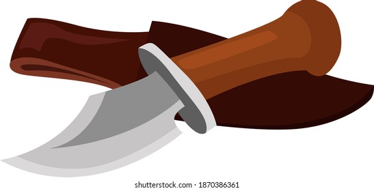 Cuchillo pequeño, ilustración, vector sobre fondo blanco.