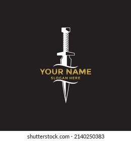 oro de logotipo de cuchillo pequeño