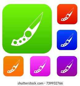 Small knife set icon color in flat style isolated on white. Collection sings vector illustration