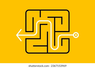 a small labyrinth and the path through it. flat vector illustration