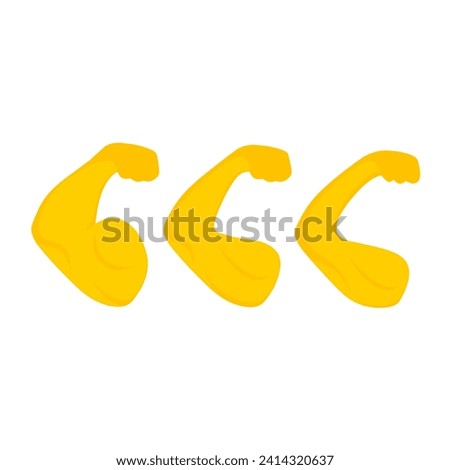 Small to large biceps vector illustration on white background. Muscular arms in bodybuilder pose. Suitable for gym and sports logos.