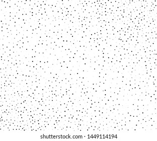 Small and large black dots, circles, stipples on white background. Pattern to create textured surfaces. Vector illustration. Random halftone