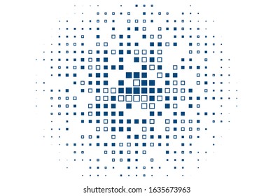 Small and large blue squares on a white background.