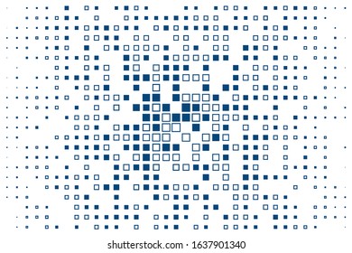 Small and large blue squares on a white background.