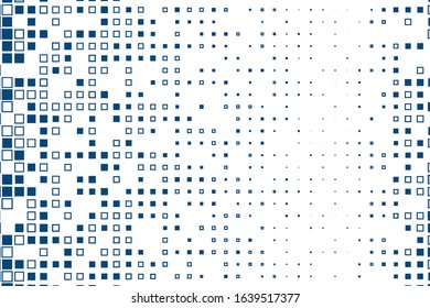 Small and large blue squares on a white background.
