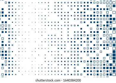 Small and large blue squares on a white background.