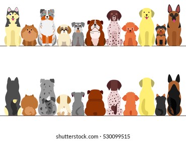 small and large dogs border set, front view and rear view