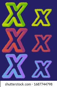 Small and large letters X in vector and fluffy form