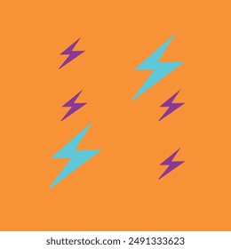 Small and large lightning bolts in purple and blue colors