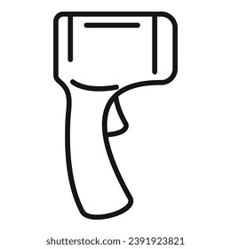 Pequeño vector de contorno del icono del termómetro láser. Atención de pruebas de fiebre. pistola térmica de virus