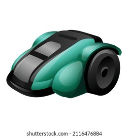 Pequeño vector de dibujos animados de iconos de cortadoras de césped. Equipamiento de jardín. Mantenimiento de temporada