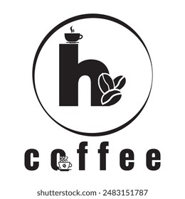 small letter h coffee logo design 