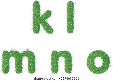 Small letter k l m n o texture green grass vector illustration