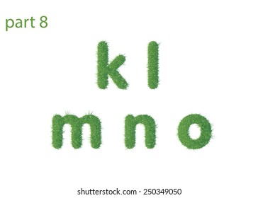 Small letter k l m n o texture green grass vector illustration