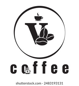 small letter v coffe logo design