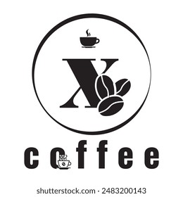 small letter x coffe logo design