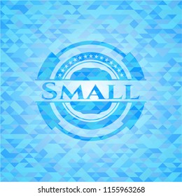 Small light blue emblem with triangle mosaic background