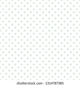 Small light green outlined circles pattern on a white background. Vector graphic. Print for texture, textile, tiles, wrapping paper. Dotted background. Polka wallpaper. 