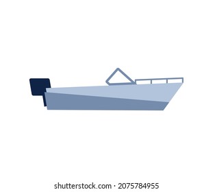 Small light motorized boat symbol or sign, flat vector illustration isolated on white background. Watercraft for fishing on the river or at sea or fisher boat.