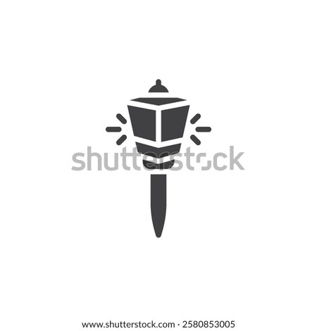 Small light on stake vector icon. filled flat sign for mobile concept and web design. Garden Light glyph icon. Symbol, logo illustration. Vector graphics