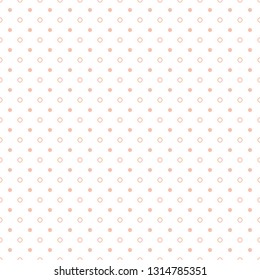 Small light pink circles and polka dots pattern on white background. Vector graphic.