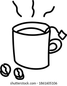 small line art cup of coffee illustration for design purposes