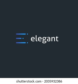 pequeña línea con puntos que forman la letra E, diseño de logotipo sencillo,