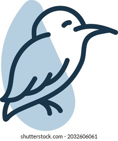 Kleiner kleiner Vogel, Illustration, Vektorgrafik, auf weißem Hintergrund.