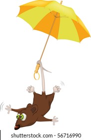 Small little mouse with a parasol in circus