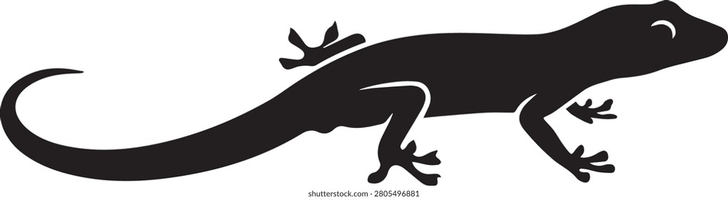Small lizard silhouette graphic with lizard icon reptile silhouette cold blooded wildlife isolated creature amphibian climbing detailed