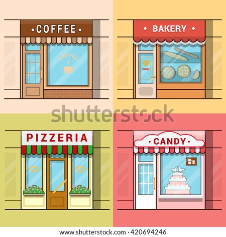 Small Local Business Showcase Storefront Shop Stock Vector Royalty