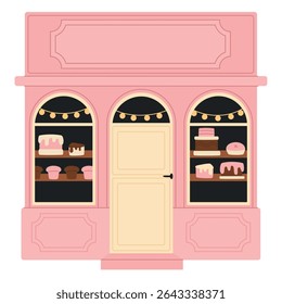 Small local candy shop. Small family business. Flat vector illustration.