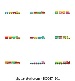 Small locomotive icons set. flat set of 9 small locomotive vector icons for web isolated on white background