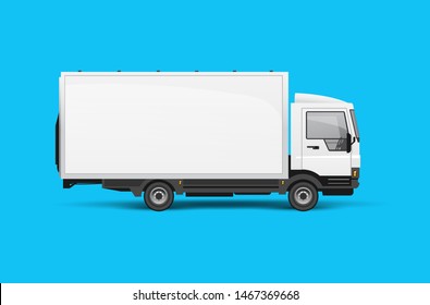 A small logistics lorry truck side view for advertising. Realistic Vector illustration