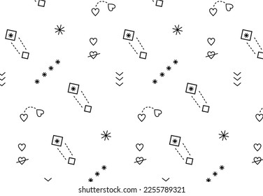 pequeños motivos de fórmula de amor y líneas cuadradas aleatorias de puntos