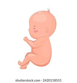 Small lying cute newborn baby. Cartoon isolated vector illustration of sleeping child.