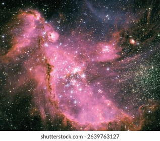 The Small Magellanic Cloud. Young stars sculpt gas with powerful outflows.