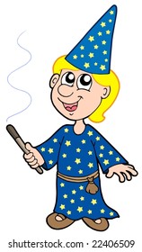 Small magician on white background